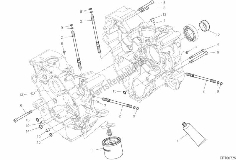 All parts for the 10a - Half-crankcases Pair of the Ducati Multistrada 1260 ABS USA 2019